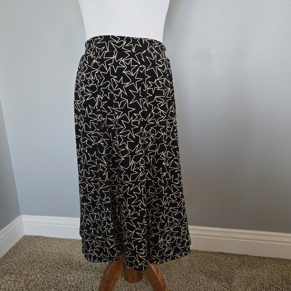 LuLaRoe Black and Cream Star Midi Skirt